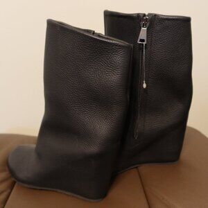 NEW! Peter Non hidden heel boots in black leather 36 $1000 ITALY side zipper